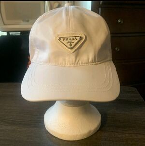 Authentic Prada White Cream Nylon Baseball Cap